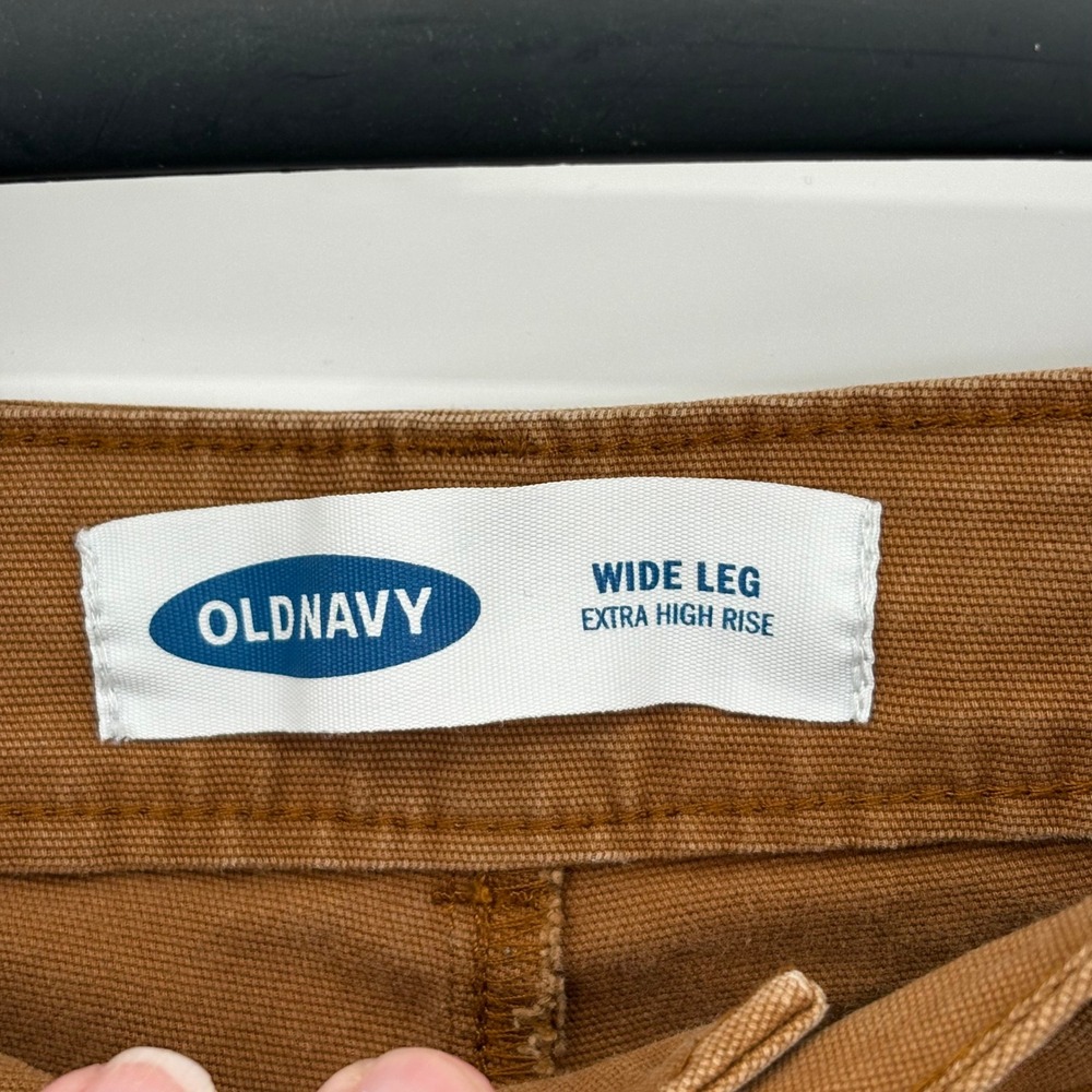 Old Navy Womens Extra High Rise‎ Wide Leg Cropped Pants Bourbon Brown Size 10 - Picture 2 of 11
